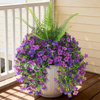 INQCMY Artificial Fake Hanging Flowers with Fake Fern for Outdoors UV Resistant Artificial Plants Spring Decor Look Real Faux Flowers for Outside Home Planter Porch Patio Decor