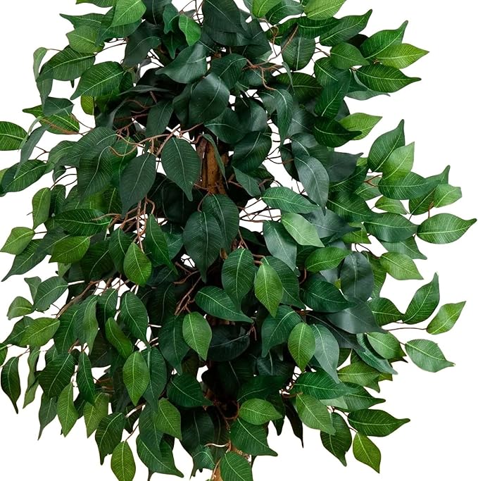 Nearly Natural 36in Triple Trunk Artificial Ficus Tree with Natural Wood Trunks, Fake Tree for Indoor Home Decor, Faux Ficus Plant in Black Nursery Pot