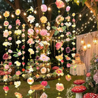 Suncalla 6 Pcs 35.4ft Hanging Flowers Garlands Backdrop Lighted Floating Fake Wildflower Vines LED Floral Garland Ceiling for Spring Wedding Bridal Shower Birthday Graduation Party(Lovely,Multicolor)
