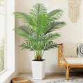 5ft Artificial Palm Tree with White Planter - Tall Fake Palm Tree Indoor Fake Tropical Plant for Home Office Living Room Bedroom Modern Decor