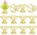 Funrous 12 Pcs Air Plant Holders Geometric Gold Airplants Rack Metal Geometric Decor Classic Modern Air Fern Plant Stands Mini Golden Planters Tillandsia Pot Containers for Office Home Wedding