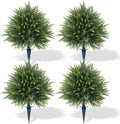 Artificial Cedar Topiary Trees with Ground Spike, 4 Pieces Fake Pine Shrubs Bushes, UV Resistant Faux Evergreen Cypress Tree Plants for Indoor Outdoor Planters Front Porch