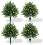 Artificial Cedar Topiary Trees with Ground Spike, 4 Pieces Fake Pine Shrubs Bushes, UV Resistant Faux Evergreen Cypress Tree Plants for Indoor Outdoor Planters Front Porch