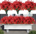 20 Bundles Artificial Flowers for Outdoors, UV Resistant Fake Flowers with Plastic Plants, Faux Silk Flowers for Planter outdoors, Fake realistic flowers For Window Box Front Porch Patio Decor-Red