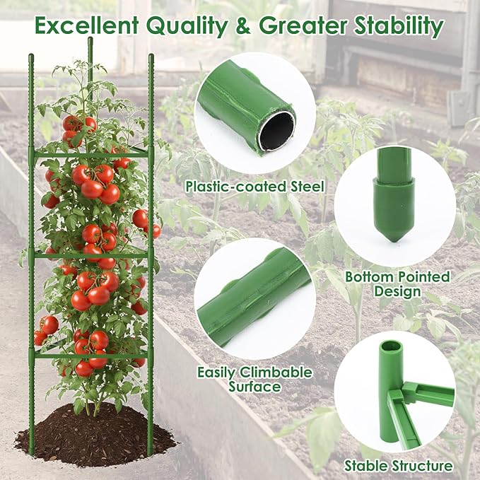 CEWOR Tomato Cage - 3 Pack Tomato Cages for Garden, Up to 51.2" Tall Tomato Trellis Plant Support Garden Stakes, Adjustable Vegetables Structures for Pots, Raised Garden Bed, Climbing Plants Outdoor