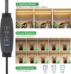 8.6'' Mini LED Grow Light Strips, Full Spectrum 3000K, 52 LED Plant Light with 3/9/12H Timer, 10 Dimmable Levels for Seedling, Succulent and Plant Shelf, 2 Head