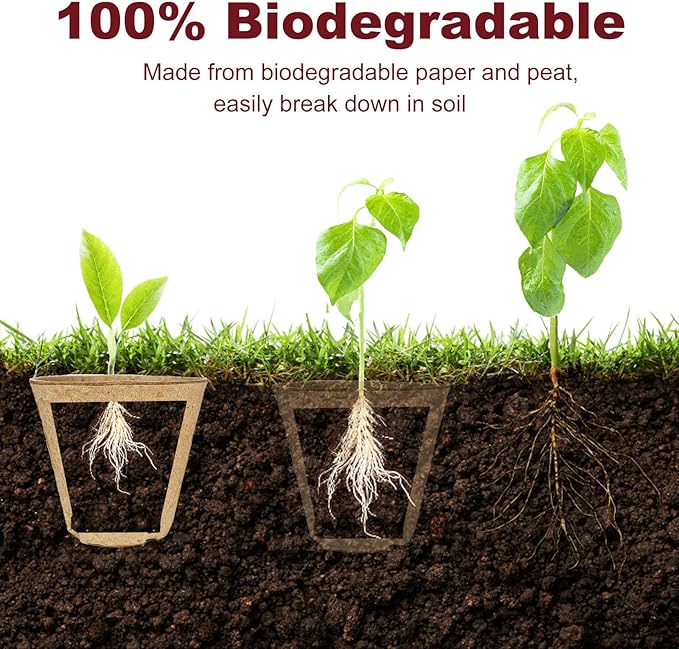 Napia Peat Pots Seed Starter - 45 Pack 3.15 inch Biodegradable Seed Starter Pots Peat Pots for Seedlings with 30pcs Plant Labels, Seedling Pots Starter Pots for Planting Seeds with Drainage Holes