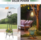 2 Pack Solar Lights Outdoor with Plant Stands, Solar Floor Lamp, Solar Powered Street Light Metal Tripod Deck Lights, Patio Decor for Garden Yard Pathway Driveway Porch