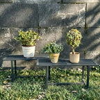 Plant Stand Indoor Outdoor, Foldable Metal Plant Shelf for Multiple Pots, Mid Century Slatted Bench for Patio Garden, Heavy Duty Capacity 330 lbs 2 Pack Grey