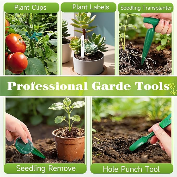 18-Piece Gardening Kit with Bonsai Tools, Succulent & Herb Planting Set, Pruning Shears, Seed Trays, Waterproof Mat – Durable BPA-Free Indoor & Outdoor Garden Tool Set Gift