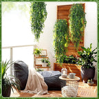 2-Pack Fake Hanging Plants, Faux Hanging Plant Artificial Greenery for Living Room Bedroom Boho Wall Shelf Indoor Outdoor Decor (Green Eucalyptus)