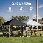 CROWN SHADES 8x8 Pop Up Canopy, Patented Center Lock One Push Instant Popup Outdoor Canopy Tent, Newly Designed Storage Bag, 8 Stakes, 4 Ropes, Silver-Coated Black