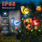 Birds Solar Garden Lights, 26" H Whimsical Decorative Solar Stake Light, 3 Pcs Outdoor Cardinal Statues Figurine Lights for Garden Lawn Patio Yard Decoration