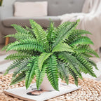 Fake Ferns Potted Plant, Artificial Boston Ferns in Pot, 34 Leaves for Outdoors & Indoor Faux Boston Bush Plant Artificial Greenery Patio Garden Farmhouse Windowsill Porch Home Decor
