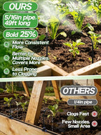 49ft Drip Irrigation System - Includes 15pcs 360° Adjustable Sprayers, 5/16" PE Tubing, 1/2" & 3/4" Faucet Adapters, Automatic Garden Watering Sprinkler System Kit for Raised Bed Plants Lawn
