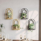 Hanging Planter for Indoor & Outdoor Plants, Mid Century Modern Iron Frame Wall Decor for Living Room Garden Patio 3 Pack Gold（No Light）