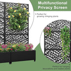Casaphoria Metal Raised Garden Bed with Trellis and Wheels, 72"x35"x16" Planter Box for Climbing Plants, Vegetables & Vines, Features Drainage Holes and Privacy Screen (Black-Spring)