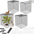 Garden Wire Cloches For Plants Extra Large 13.2" X13.2" X16.7" Rustproof Plant Cages For Outdoor Plants Protectors From Animals With Openable Top Cover & Stakes Plant Cages To Keep Animals Out (4 PCS)