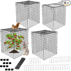 Garden Wire Cloches For Plants Extra Large 13.2" X13.2" X16.7" Rustproof Plant Cages For Outdoor Plants Protectors From Animals With Openable Top Cover & Stakes Plant Cages To Keep Animals Out (4 PCS)