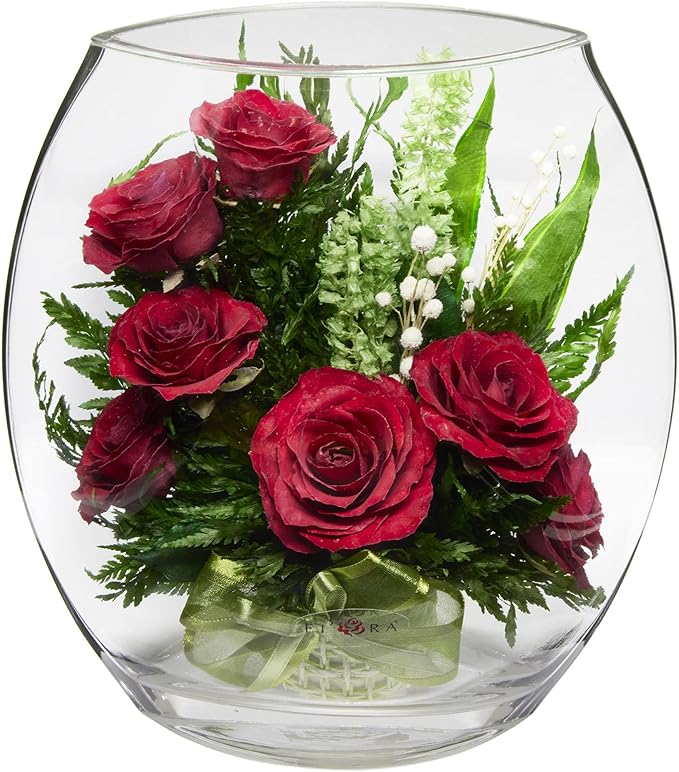 Fiora Flower | Long Lasting Real Roses in a Sealed Vase | Lasts up to 5 Years | Unique Present Gift