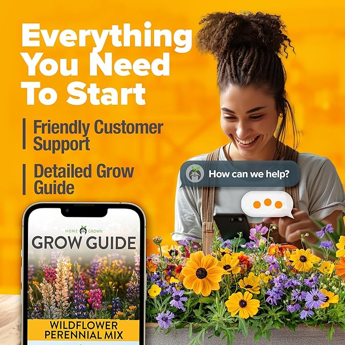 HOME GROWN Wildflower Seeds Mix - 49,100+ (2oz) Bulk Mix, 21 Varieties Wild Flower - Bee and Butterfly Garden Pack - Native Annual Flowers for Planting for Your Garden