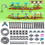 240FT Quick-Connect Drip Irrigation System, Garden Watering System 1/4" & 1/2" Fast-Lock Tubing, Adjustable Nozzles Emitters for Outdoor Raised Garden Beds,Greenhouse, Lawn, Patio