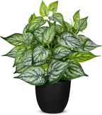 Villa Como 14.5" Artificial Plants Indoor Home Decor, Fake Potted Silk Plants for Shelves Living Room Decorative, Small Artificial Office Desk Plant in Pots, Faux Potted Greenery Tropical House Plant