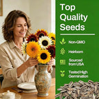 LUOJIBIE Sunflower Seeds 5 Varieties Mixed, 1500+ Sunflower Seeds for Planting 2026, High Germination Non-GMO, Wildflower Seeds for Planting Indoor Outdoor, Open Pollinated