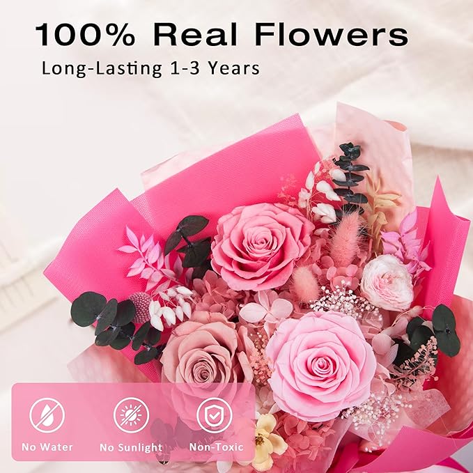 Vrioca Flowers for Delivery, Preserved Flowers Bouquets, Birthday Gifts for Women Mom