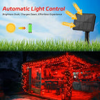 Solar Fairy Lights Outdoor, 16.4ft 50LED Red String Lights with 8 Modes, 2 Pack for Patio & Garden Decorations