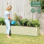 FOOWIN 4pcs 6x3x2ft Galvanized Raised Garden Bed, Planter Raised Garden Boxes Outdoor, Large Metal Raised Beds for Gardening, Garden Bed for Vegetables, Flowers, Herb,269 Gallon Capacity, Cream Yellow