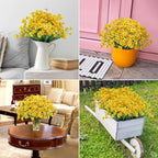 Ouddy Decor 24 Bundles Artificial Flowers for Decorations Fake Silk Plants for Outdoor Indoor UV Resistant Faux Plastic Greenery Stems for Window Garden Porch Home Spring Summer Decoration, Yellow