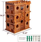 MIXUMON Wooden Bird Houses for Outside – 14 Rooms Large Bird House, Carbonized Pine Rustic Finish, 1.57" Entrance Holes, Cleaning Doors, Outdoor Birdhouse Nesting Box (Rustic, 14 Rooms)