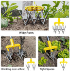 Rotary Cultivator Garden Tool with Extra-Large Tines, 74-Inch Long Handle Manual Tiller Cultivator, Heavy-Duty Rotary Hand Tiller for Soil Mixing, Reseeding Grass, Gardening, Lawn Care