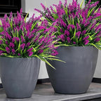Geegoods Artificial Plants Flowers Outdoor – 24 Bundles UV Resistant Faux Lavender Flowers with Monkey Grass for Garden Porch Window Patio Hanging Planter Decor
