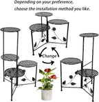 Plant Stand Indoor Outdoor, 3/4 Tier 30" Tall Metal Flower Pot Holder Shelves for Multiple Plants, Multi Tiered Planter Rack Display Shelf for Patio Garden Living Room Corner(Black)