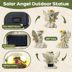 Solar Angel Garden Statue Outdoor Decor, Angel Figurines with Garland Flower Light, Cemetery Decoration for Grave, Yard, Patio, Balcony, House Warming Birthday Gifts for Women, Mom, Grandma
