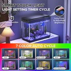 Vehipa Fish Tank, 2.4 Gallon Fish Aquarium, Fish Tank Starter kit with Smart Humidifier, Temperature Display, 7-Color Lighting, 3 in 1 Quiet Pump with Filteration & Oxygenation & Circulation