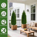 4FT Artificial Cedar Pine Tree UV Resistant Faux Evergreen Tree for Indoor Outdoor Front Porch Entryway Patio Decor Maintenance-Free Fake Greenery