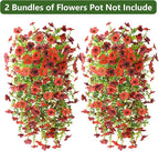 Homsunny Artificial Fake Flowers Plants for Outdoor Decoration, 2 PCS Faux Mums Summer Flowers for Outside UV Resistant Realistic for Porch Patio Garden Yard Balcony Home Decor(Red Brown)