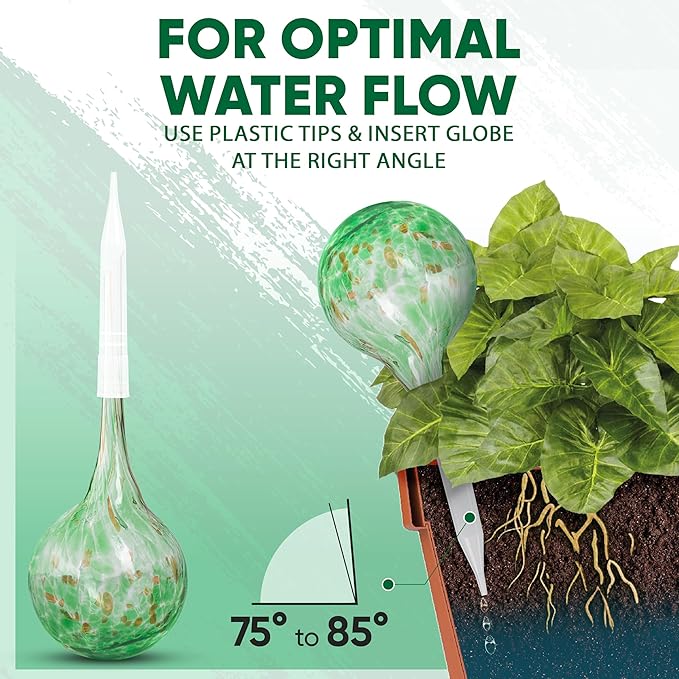 Plant Watering Globes Set of 8 - Small Self Watering Globes for Indoor & Outdoor Plants - Multicolored, Automatic, Glass Watering Bulbs for Daily Use, Plant Watering Devices