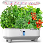 Growell Hydroponics Growing System Kit, 16 Pods Indoor Garden with 28W Full Spectrum LED Grow Light, Auto Timer, 3 Smart Light Modes, 8L Large Herb Garden, Ideal Gardening Gift for Women, Men (White)