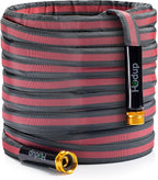Flexible & Lightweight Garden Hose - 2026 Upgrade Non-Expanding Hose with Latex Core, Heavy-Duty & Kink-Free Design for High Pressure - Outdoor Yard, Car Washing (Gray/Red, 75 FT)