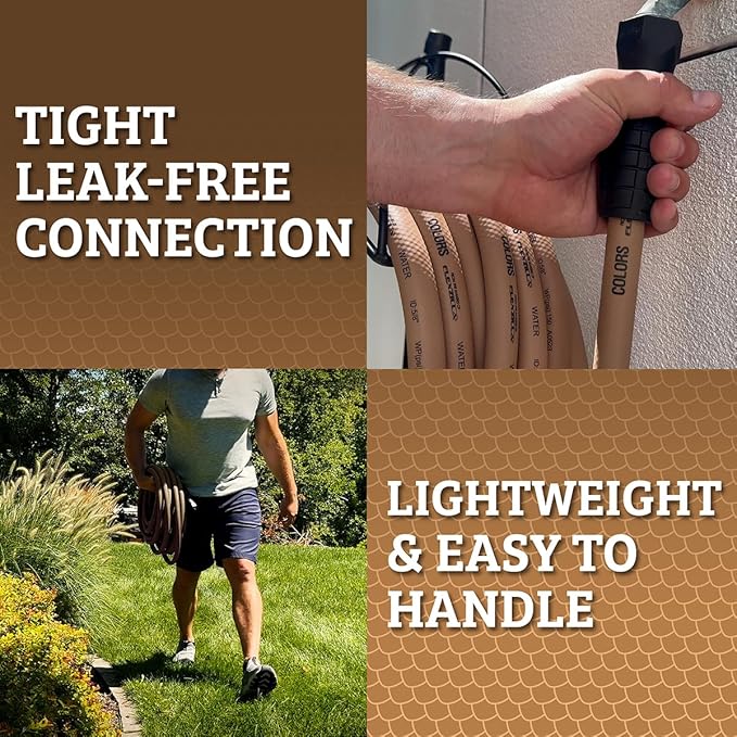 Flexzilla Colors SwivelGrip Garden Hose 5/8 in. x 5 ft., Lightweight All-Weather Water Hose, Durable and Flexible, Leak-Free Connections, Brown Mulch