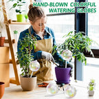 17 oz Up 2 Weeks Large Plant Watering Globes, Self Watering Planter Insert Iridescent Rainbow Self Watering Globes, Vacation Plant Watering Devices-Watering Bulbs for Indoor Outdoor (Large 4-Pack)