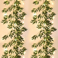 RECUTMS Artificial Hanging Willow Leaves Vine Twigs with Light 2Pc 5.7Ft Fake Silk Green Leaves Ivy Garland Faux Greenery Decoration for Indoor Outdoor Home Wedding Jungle Birthday Party Garden Table