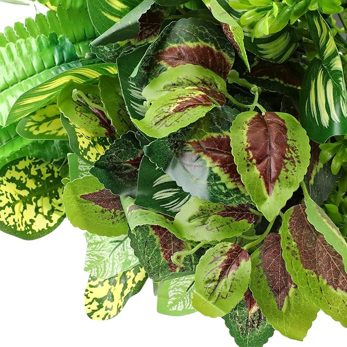 Cindeer 24 Pcs Artificial Flowers Planters for Outdoors, UV Resistant Faux Fake Greenery Plastic Plants Outdoor Indoor for Spring Summer Decors Wedding