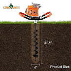 4" Earth Auger Drill Bit - Heavy-Duty Steel Spiral Bit for Post Hole Digging, Planting Trees, Bulbs, Fencing - Fits 3/4" Auger Power Heads (31.5" Long)