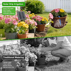 Solar Automatic Drip Irrigation Kit System, 50FT Solar Powered Auto Easy DIY Watering Device Supported Pots Plants, 6 Timing Modes with Anti-Siphoning Device