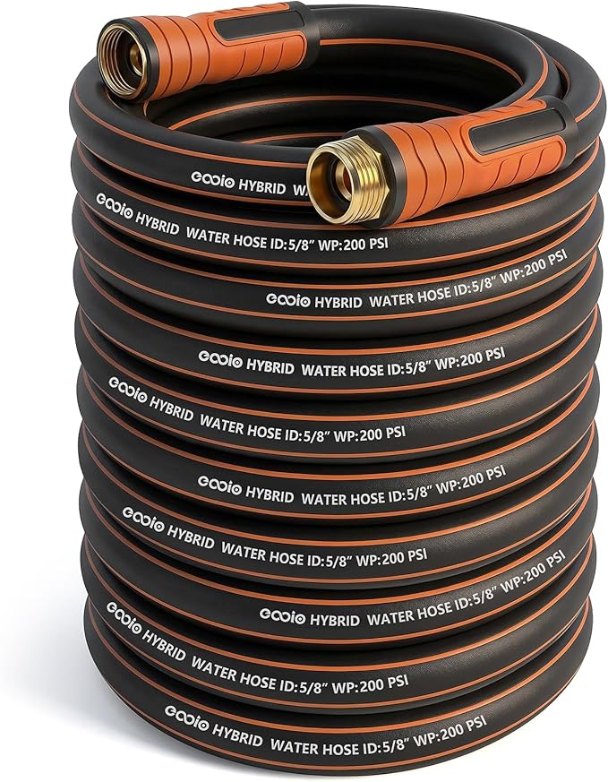 Garden Hose 100 ft x 5/8", Heavy Duty Water Hose, Flexible and Durable, Kink Resistant Lightweight Hybrid Hose, Leakproof Yard Hose with Male to Female Fittings